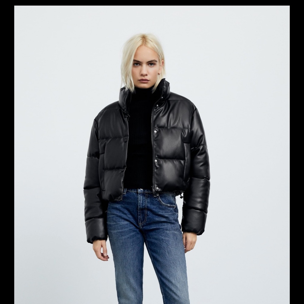 Gently used Zara pleather puffer jacket